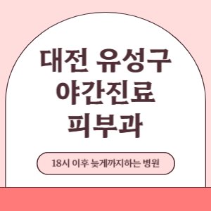 대전 유성구 야간진료 늦게까지 하는 피부과 병원 (18시 이후 늦게까지하는 병원)