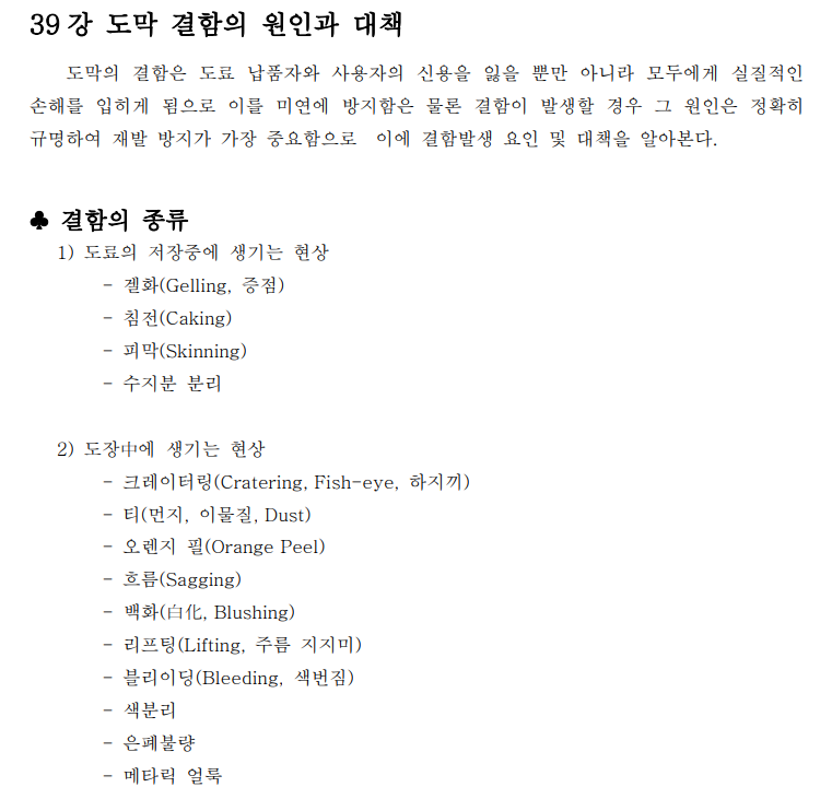  도막결함의 원인과대책