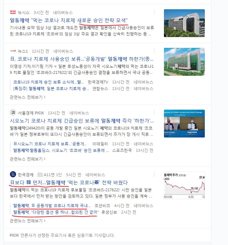 일동제약 승인 한국 긴급승인 기사