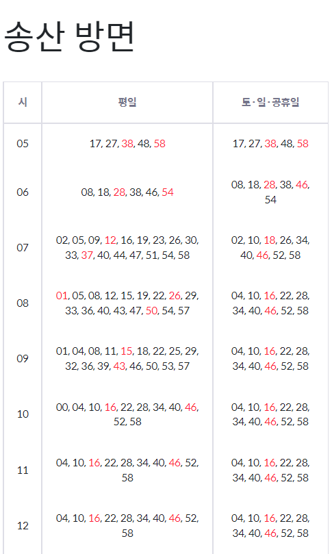 의정부 경전철 시간표