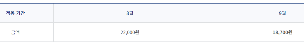 대한항공 국내선 유류할증료 (2022년 9월)