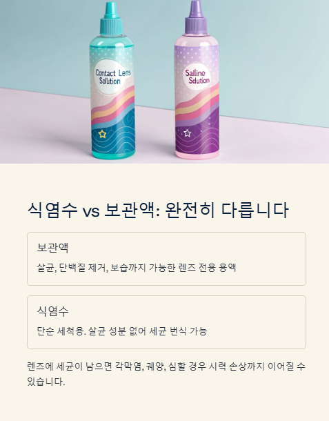 식염수 보관액 완전히 다릅니다