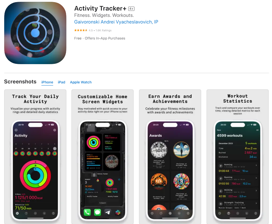 Activity Tracker+ (애플워치 없이도 활동량 측정)