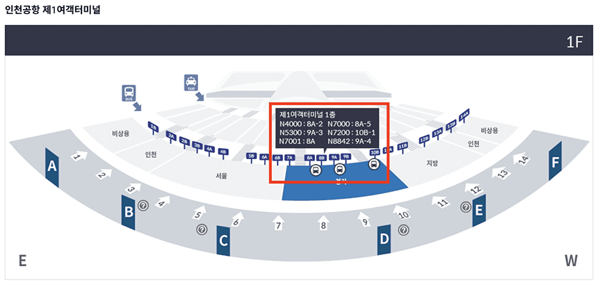 인천공항-제1여객터미널-탑승위치