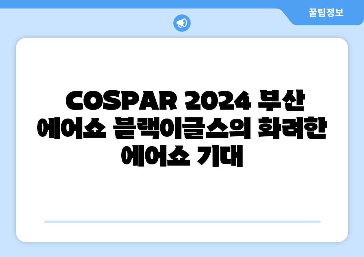  COSPAR 2024 부산 에어쇼 블랙이글스의 화려한 에어쇼 기대