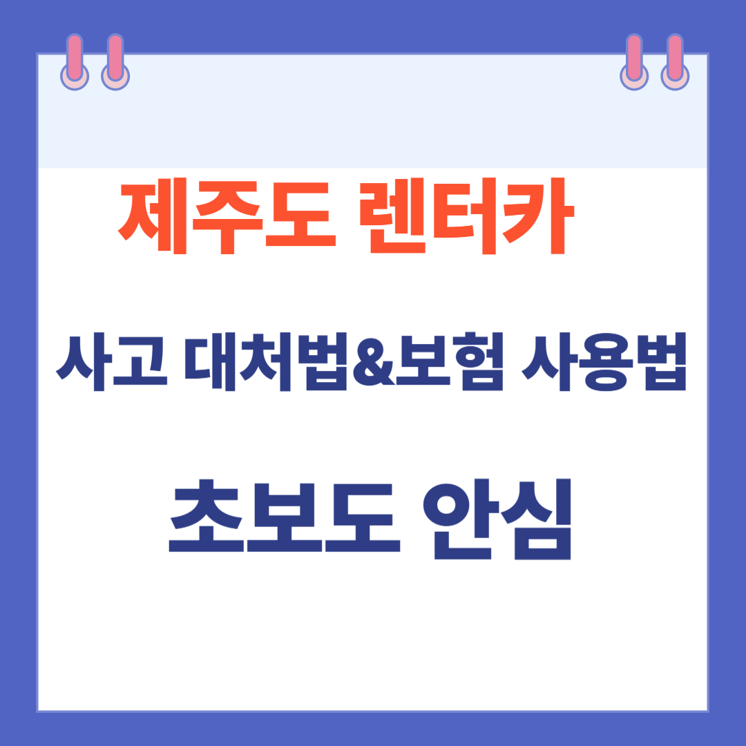 제주도 렌터카 사고 대처법 &amp; 보험 사용법 (초보도 안심)