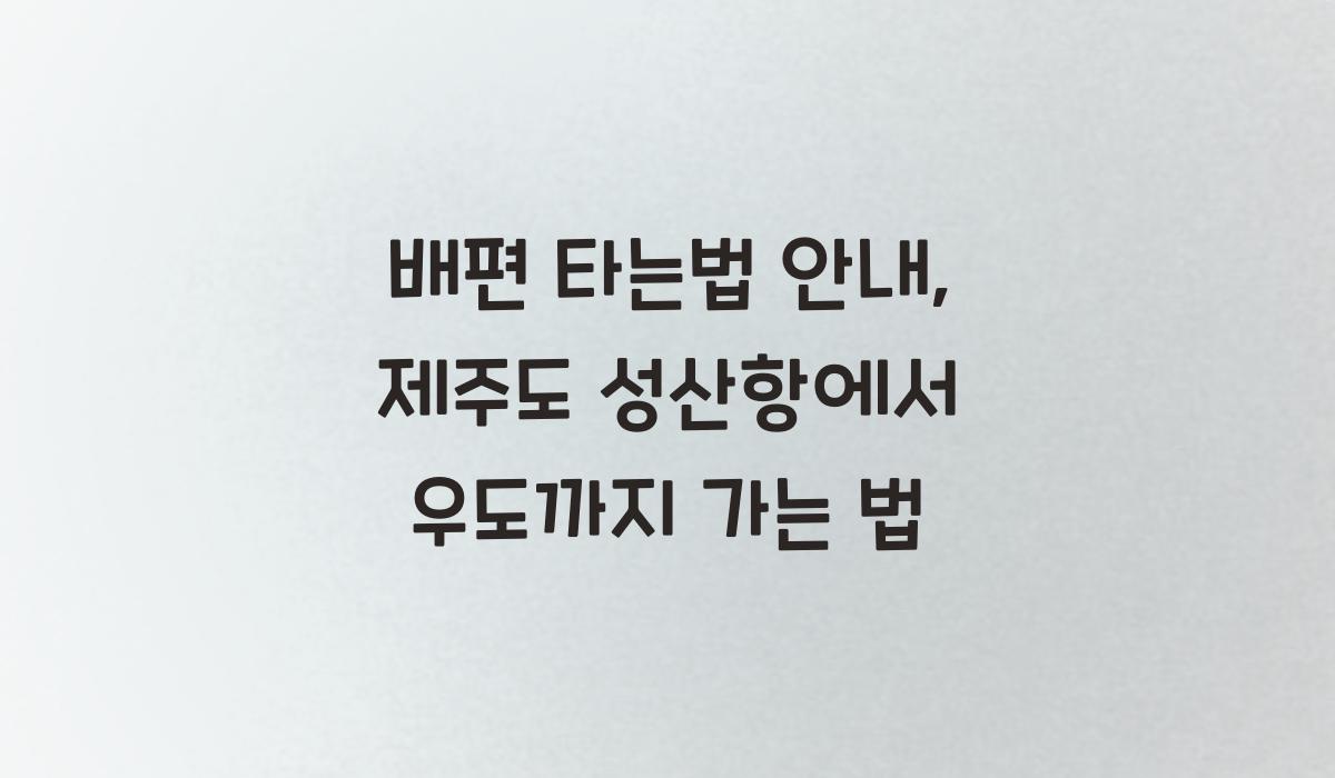 배편 타는법 안내