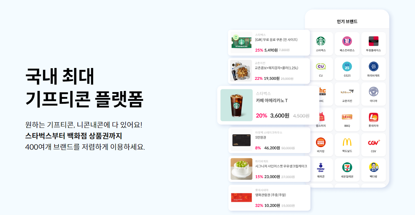 기프티콘 모바일 상품권 사고 팔기 니콘내콘