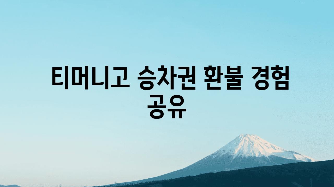  티머니고 승차권 환불 경험 공유