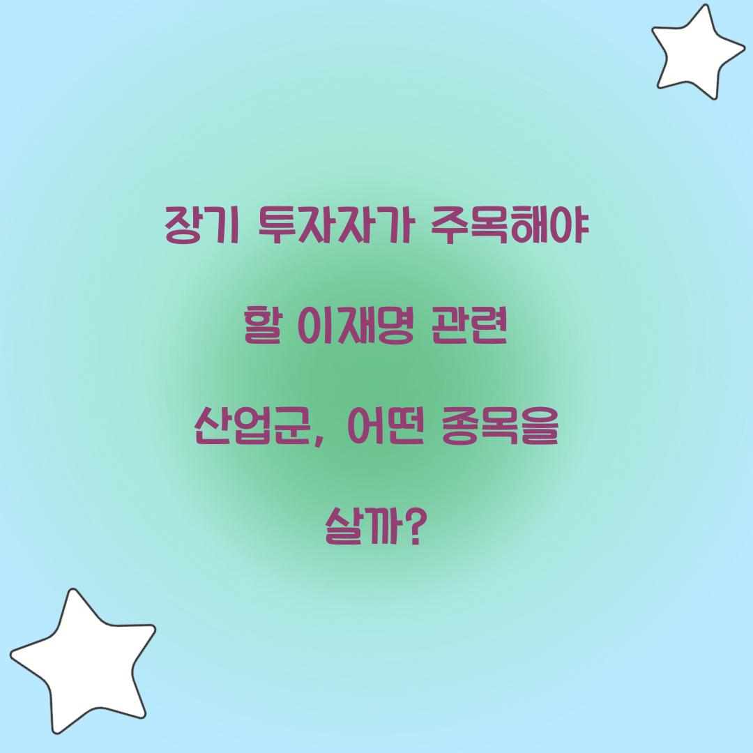 장기 투자자가 주목해야 할 이재명 관련 산업군