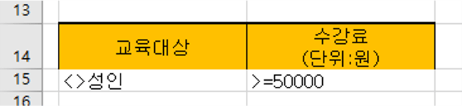 고급필터조건입력