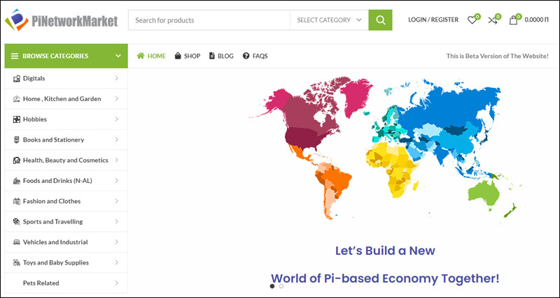 Pi Network Market website screenshot