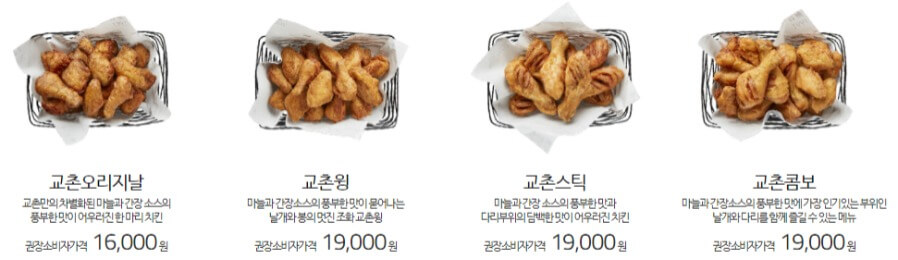 교촌시리즈 메뉴
