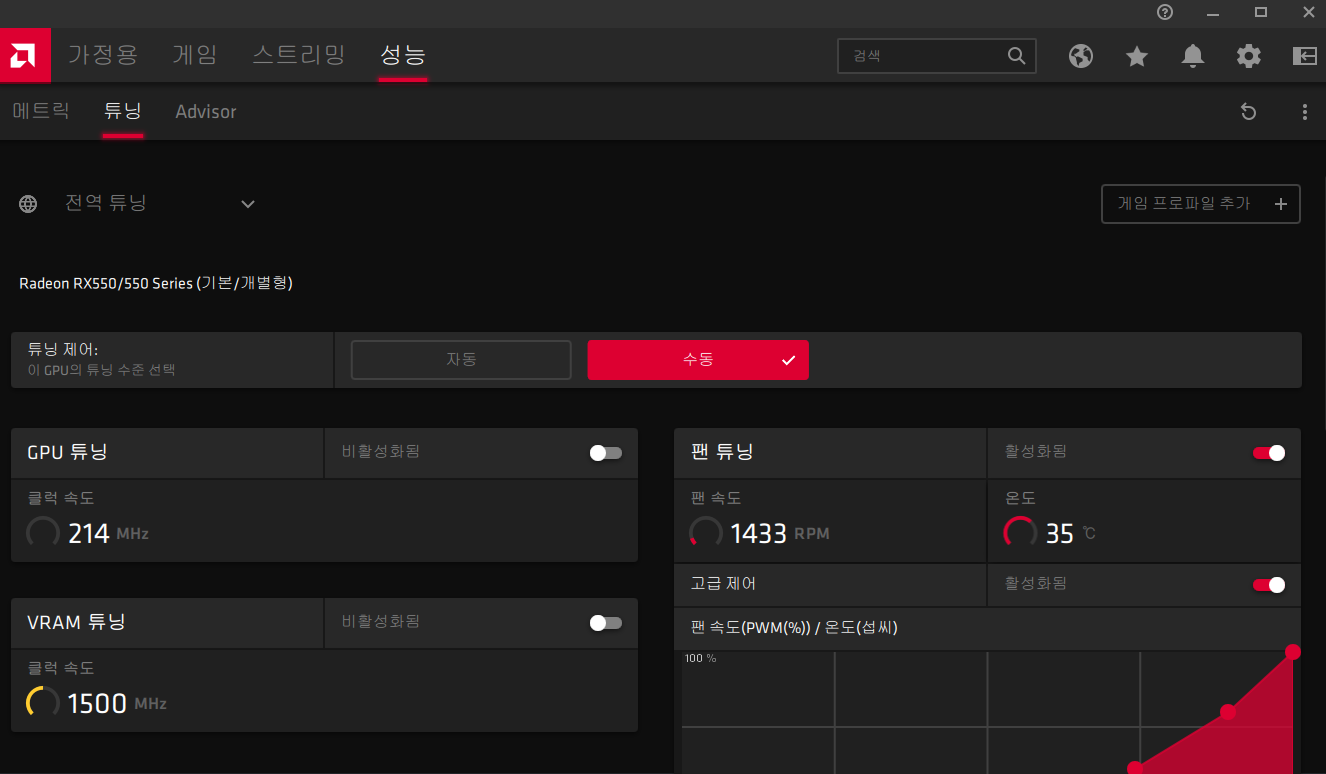 라데온 Rx 550, 라데온 팬 속도 조절하기