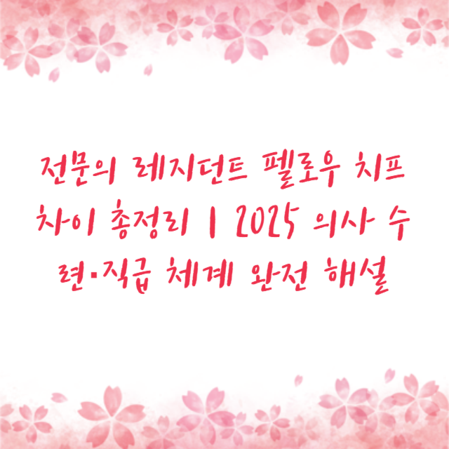 전문의 레지던트 펠로우 치프 차이 총정리｜2025 의사 수련·직급 체계 완전 해설