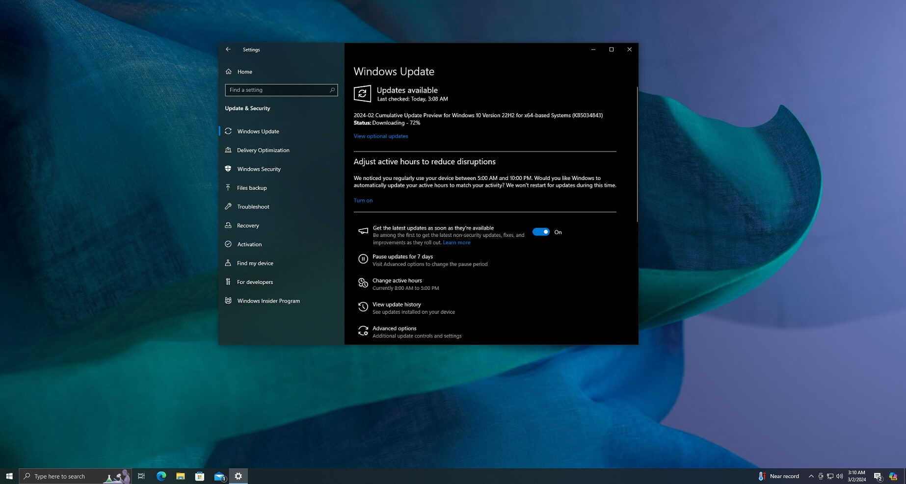 Windows 10 Version 22H2 누적 업데이트 KB5037849