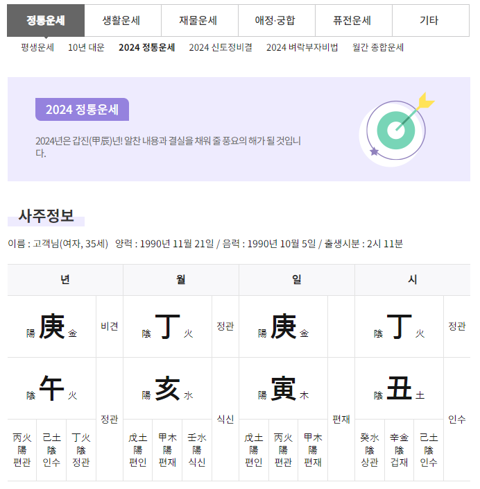 2025 신년운세 토정비결 사주 무료 보기 BEST 9