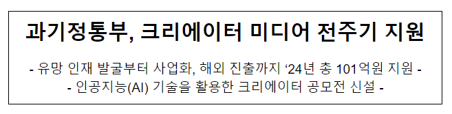  크리에이터 미디어 지원사업 공모