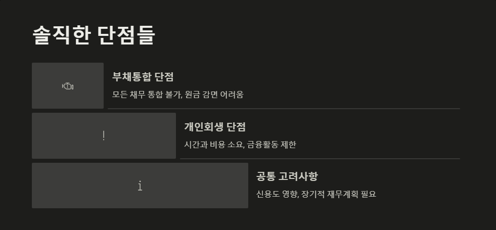 부채통합 vs 개인회생 비교