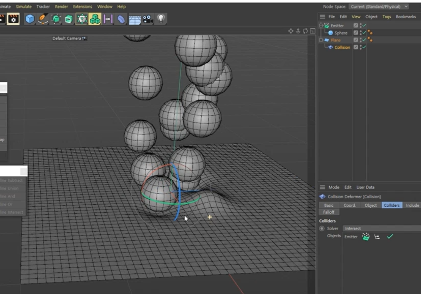 스피어와 Plane이 맞닿는 곳에 꿀렁이게 되는 효과