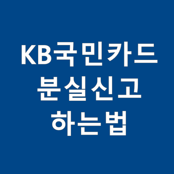  KB국민카드 분실신고하는 방법