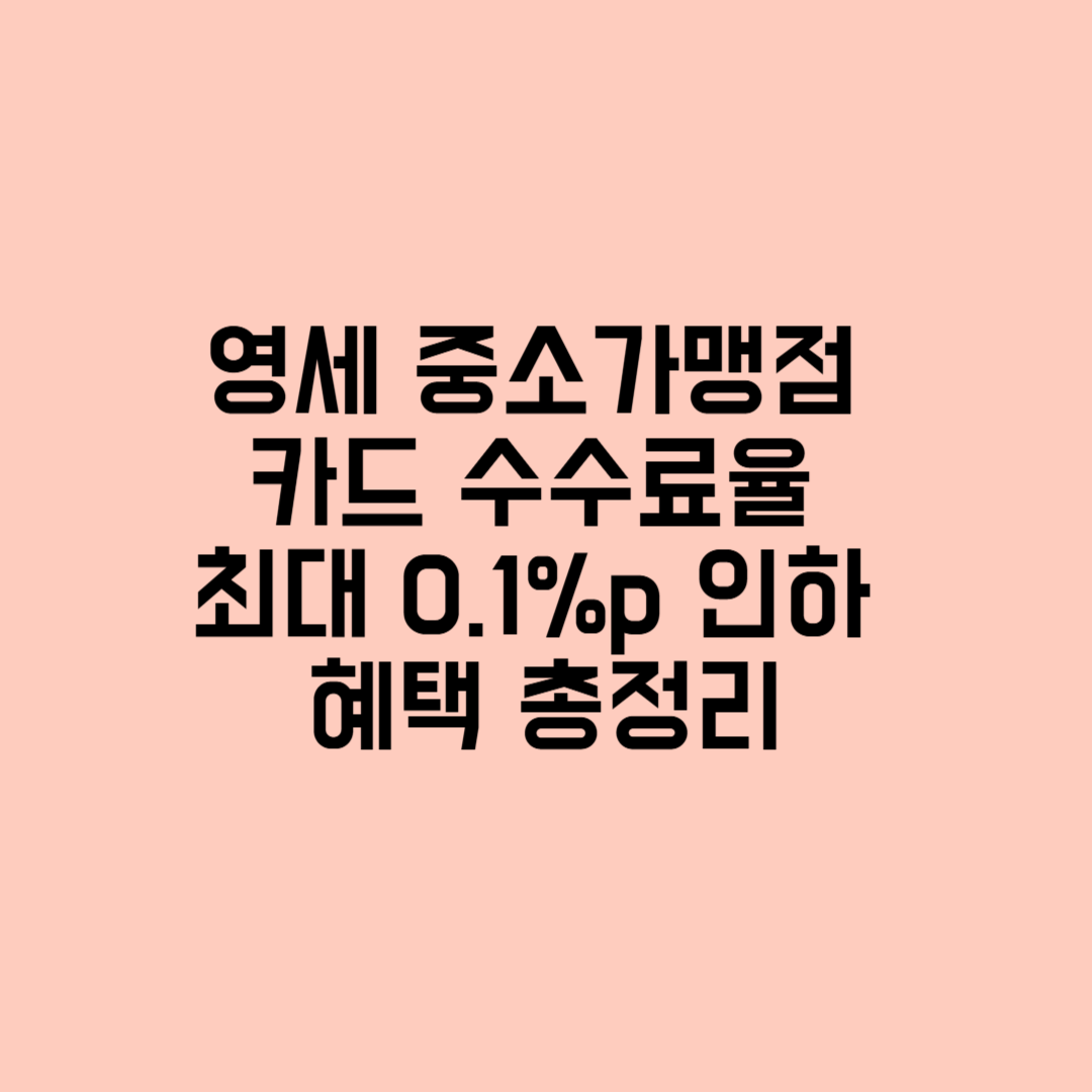 영세 중소가맹점 카드 수수료율 최대 0.1%p 인하 혜택 총정리