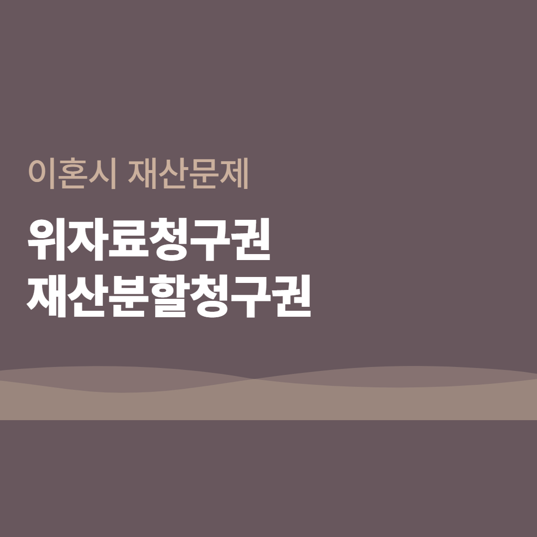  이혼시 재산문제  위자료청구권 재산분할청구권