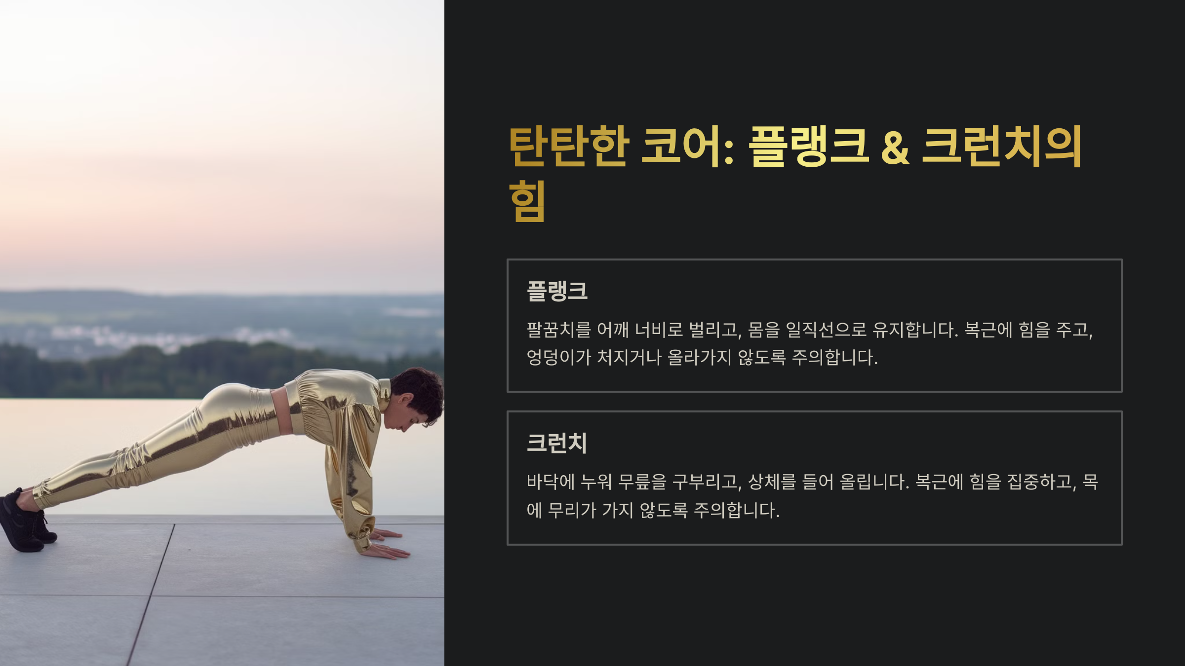 플랭크 &amp; 크런치, 복부 &amp; 코어 단련