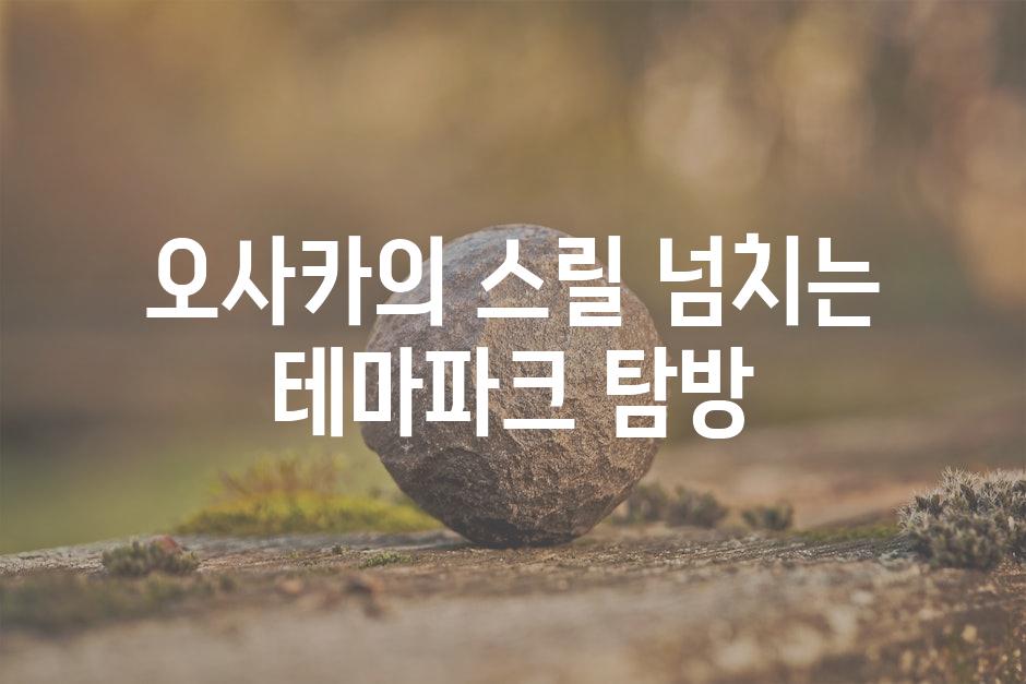 오사카의 스릴 넘치는 테마파크 탐방