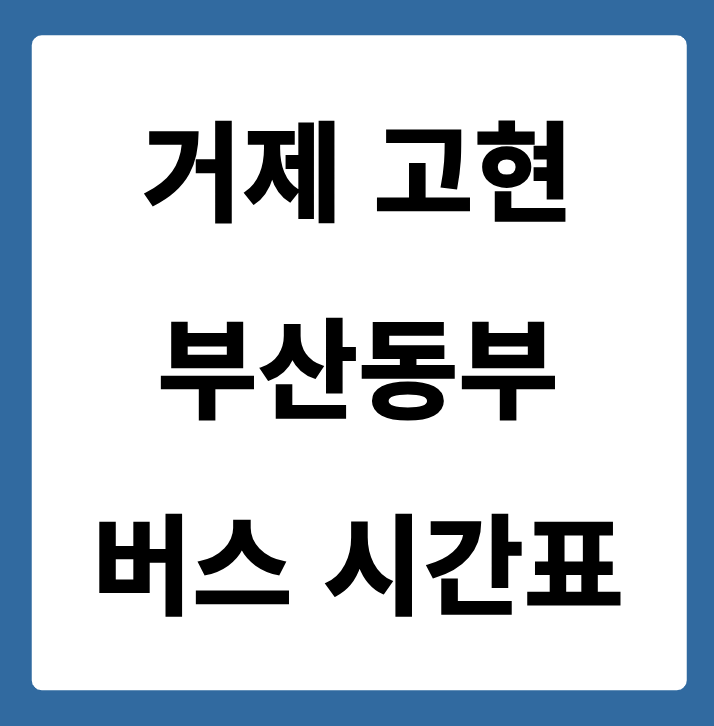 거제 고현에서 부산동부(노포) 가는 버스 시간표