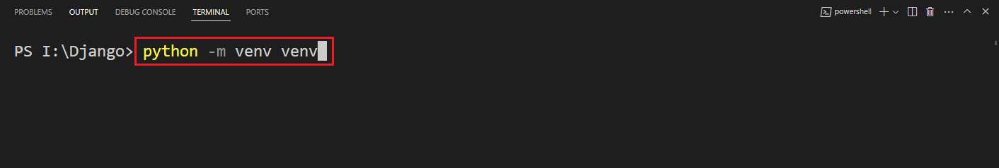 VSCode에서 가상 환경 명령어를 입력하는 방법을 설명하는 이미지입닌다.