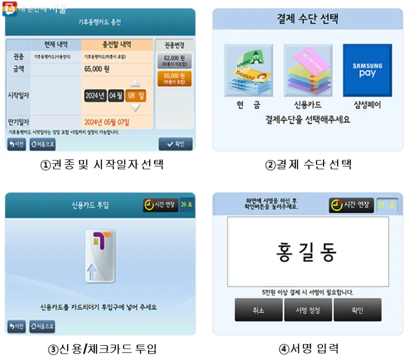기후동행카드 신용.체크카드 충전방법