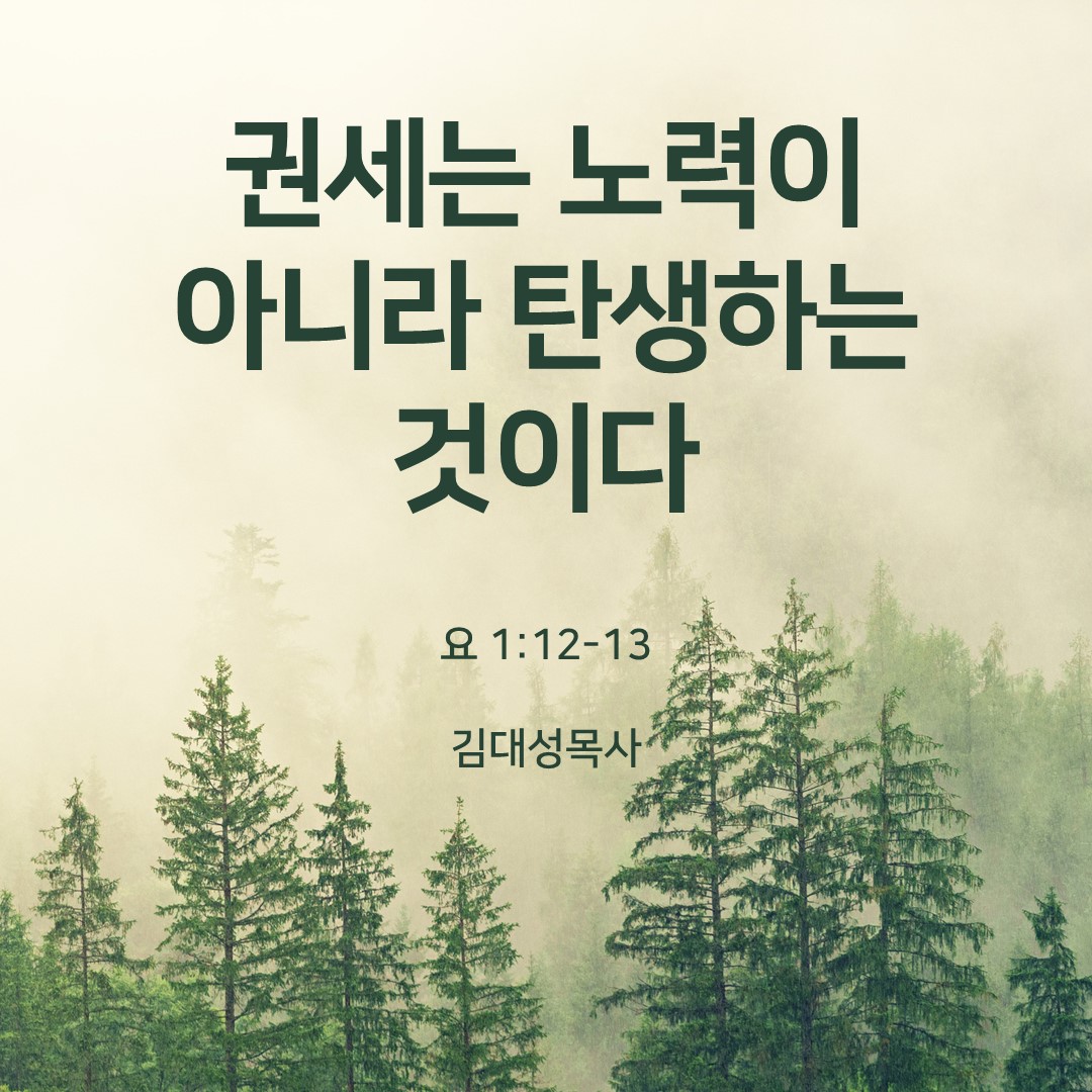 김대성목사 복음설교 - 권세는 노력이 아니라 탄생하는 것이다(요 1:12-13)