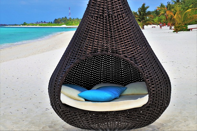 몰디브 비치 해변 의자