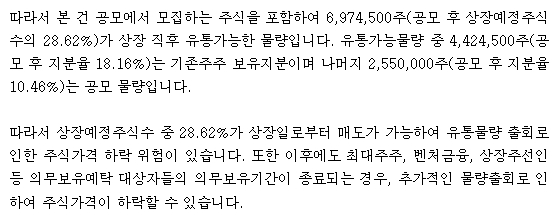 민테크 공모주 유통물량
