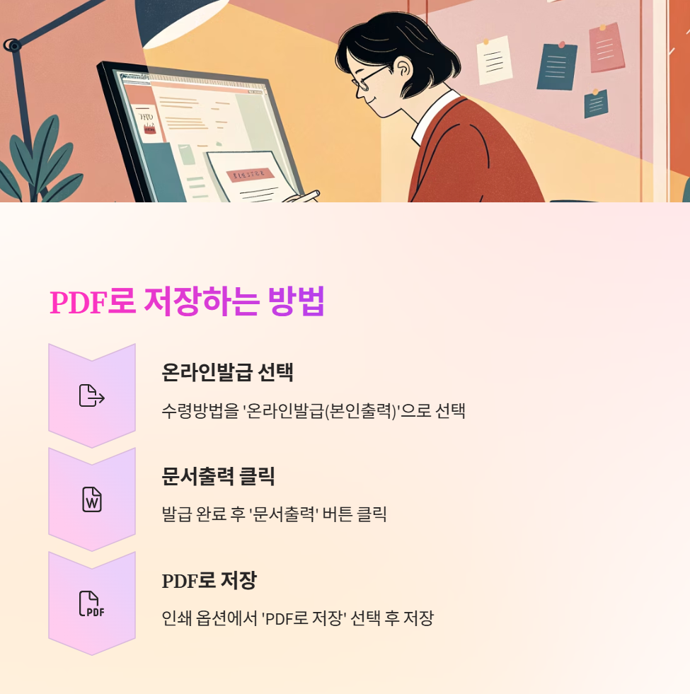 전자 발급 및 PDF 저장 방법 안내 이미지
