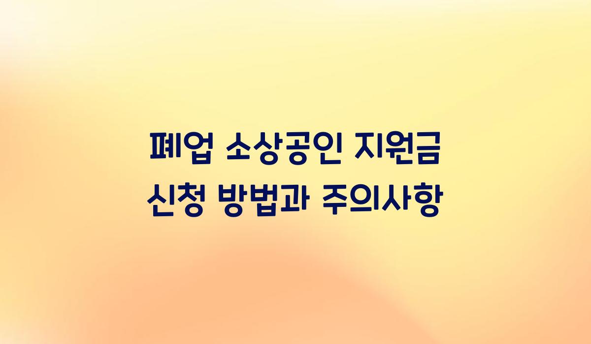 폐업 소상공인 지원금