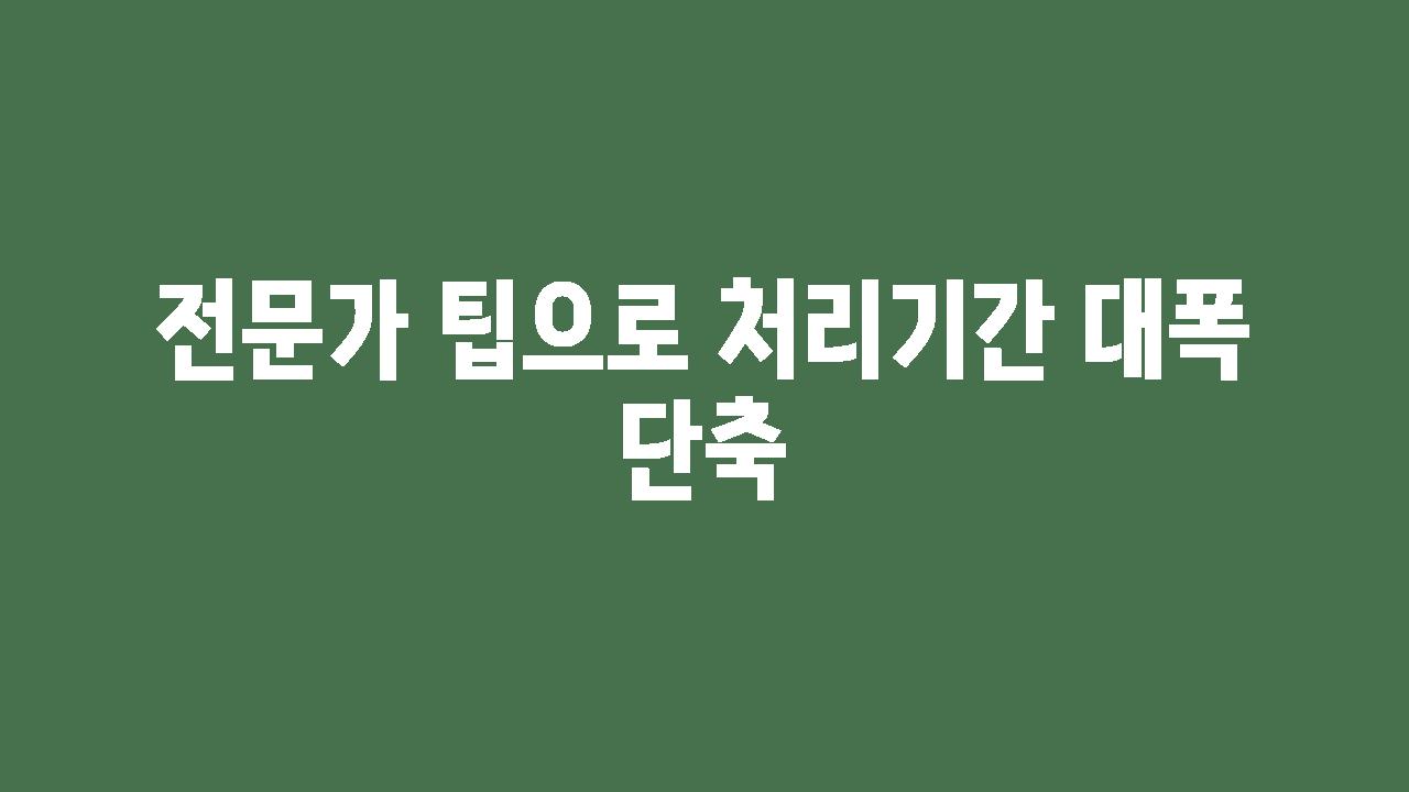 전문가 팁으로 처리기간 대폭 단축