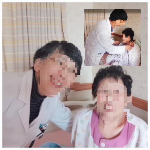 호스피스기관 전문의사에게 진료 받는 말기암 환자의 모습