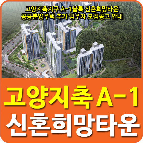  고양지축지구 A-1블록 신혼희망타운 공공분양주택 추가 입주자 모집공고 안내