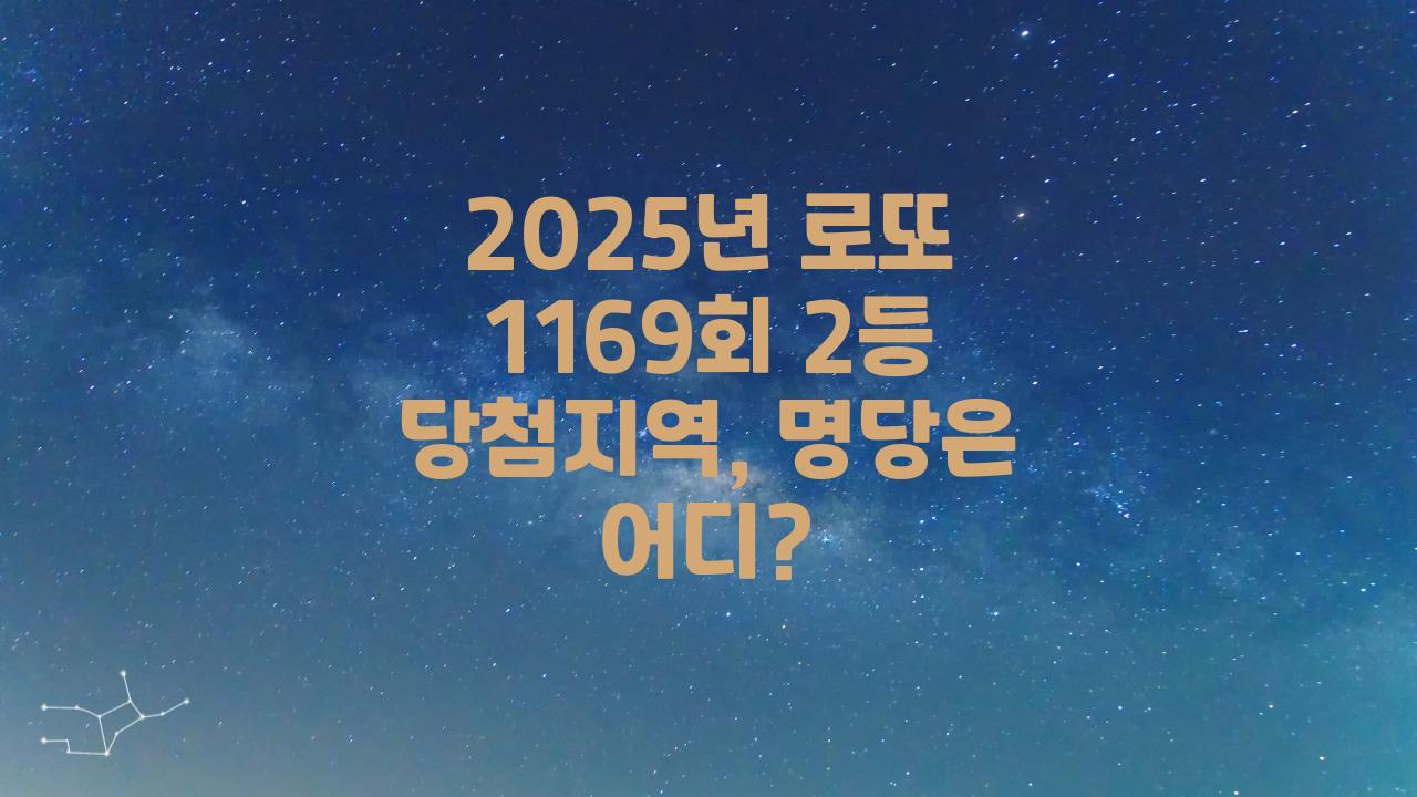 2025년 로또 1169회 2등 당첨지역