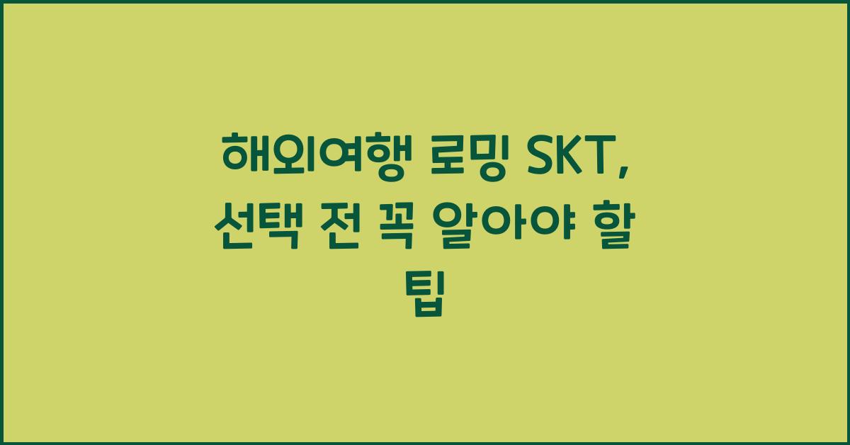해외여행 로밍 skt