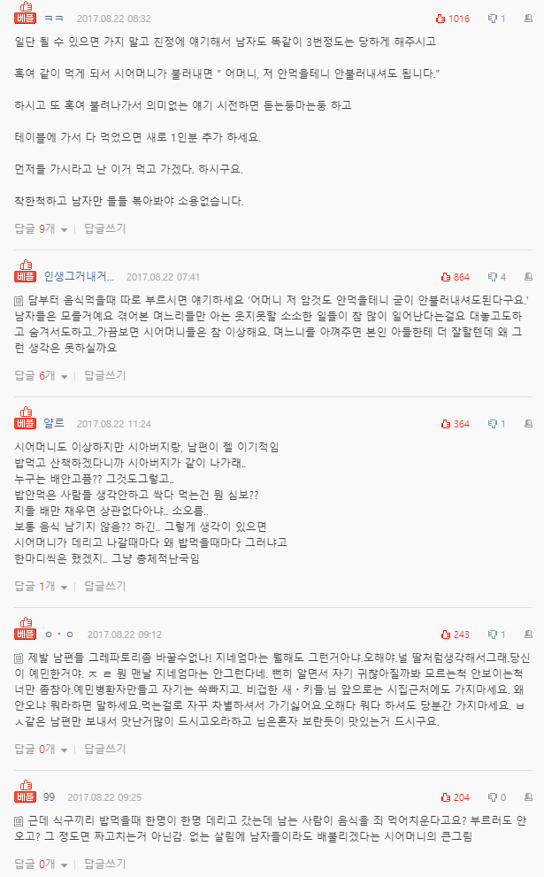  먹는 거 안주고 차별하는 시어머니 썰...