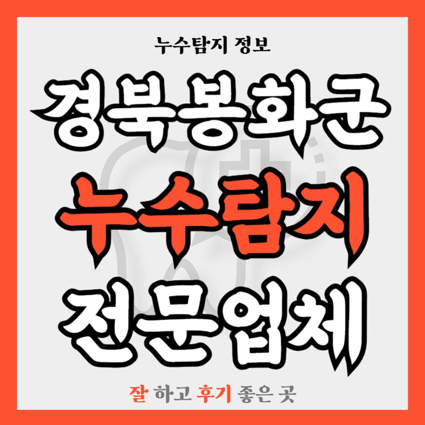 경북 봉화군 누수탐지업체 추천