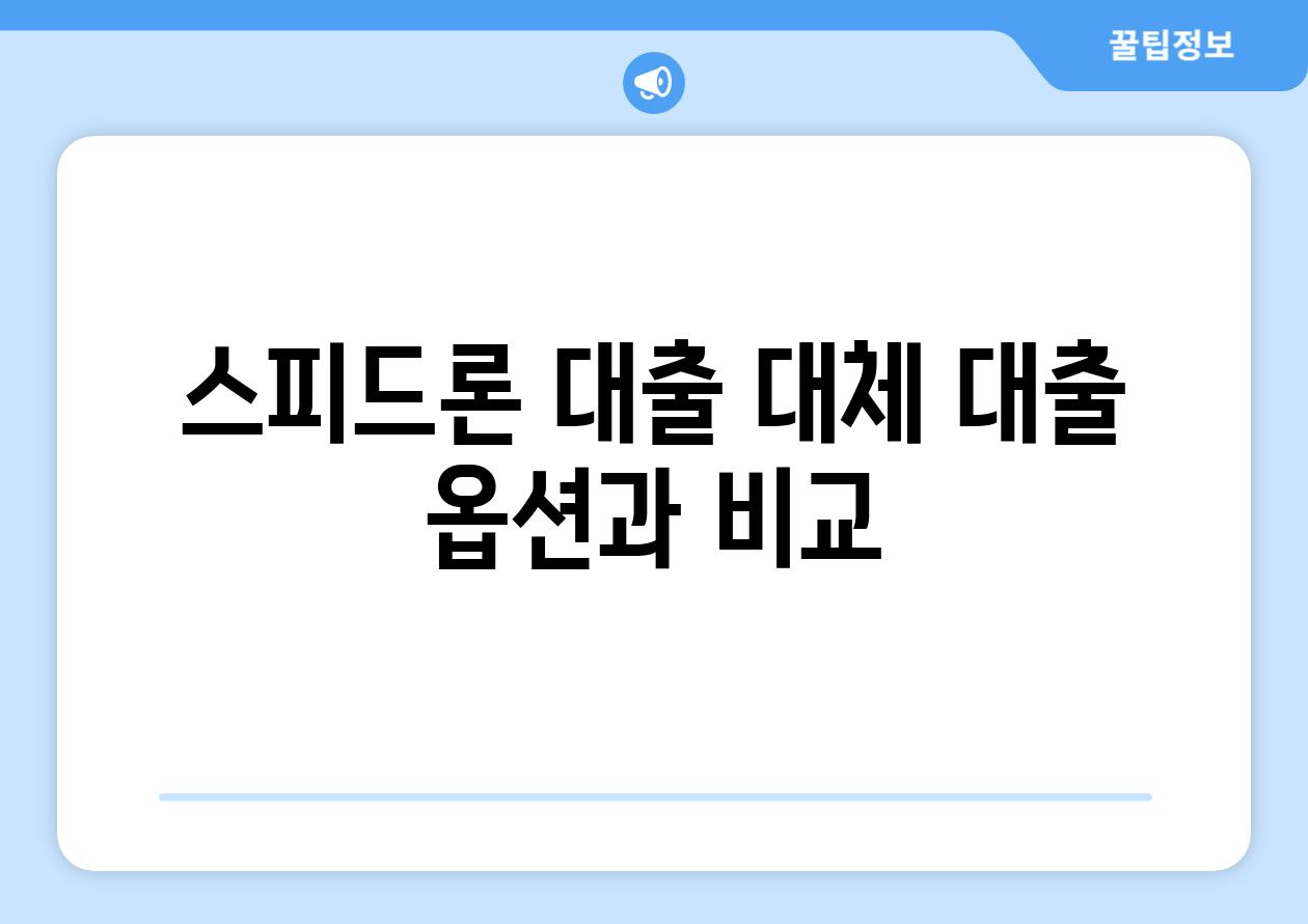 스피드론 대출 대체 대출 옵션과 비교