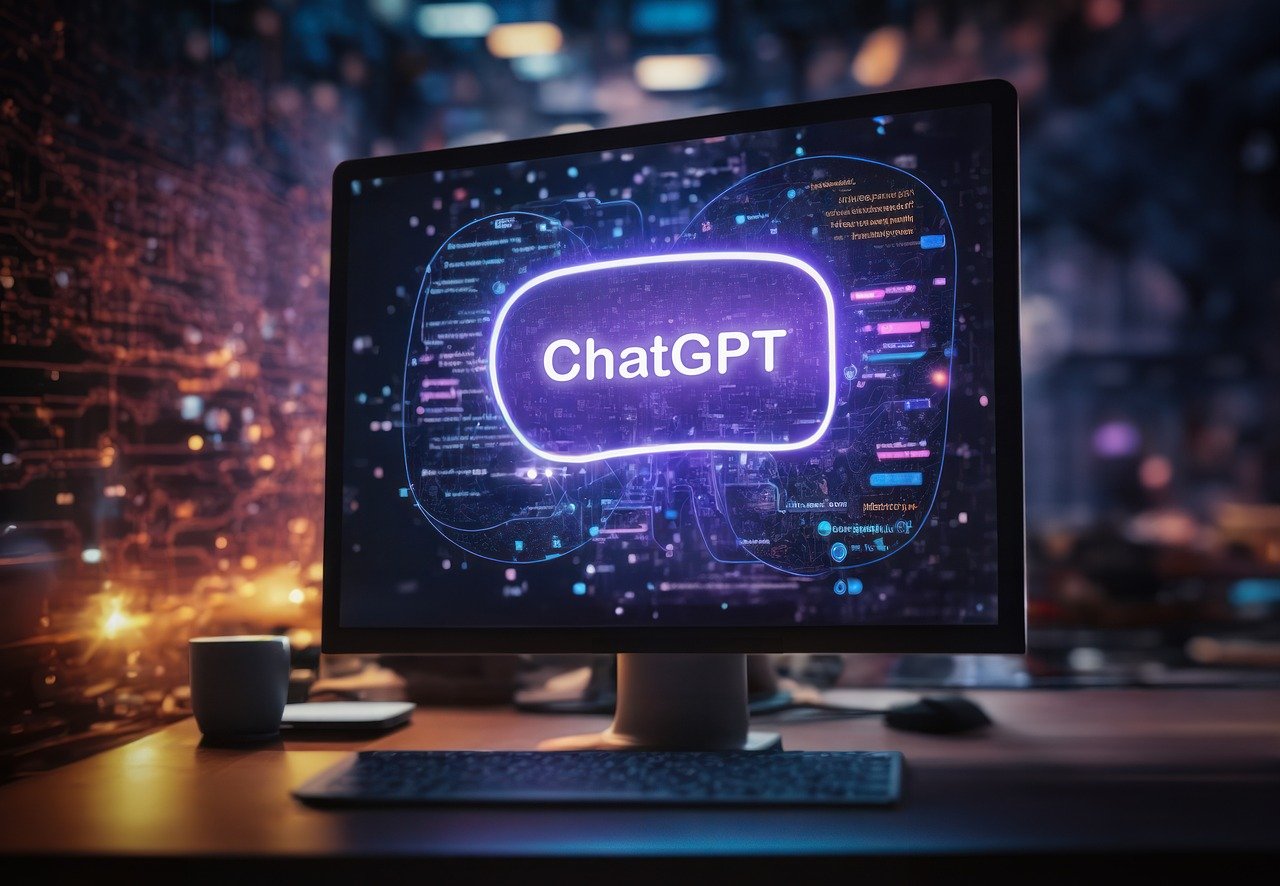 image of chatGPT in the computer on the desk