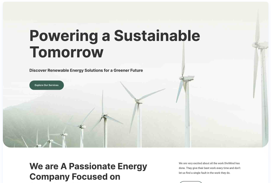 Divi 테마용 지속가능 에너지 레이아웃 팩(Sustainable Energy Layout Pack) 무료 다운로드