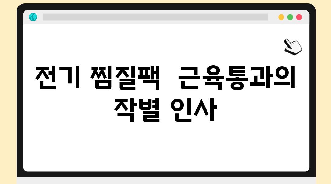 전기 찜질팩  근육통과의 작별 인사