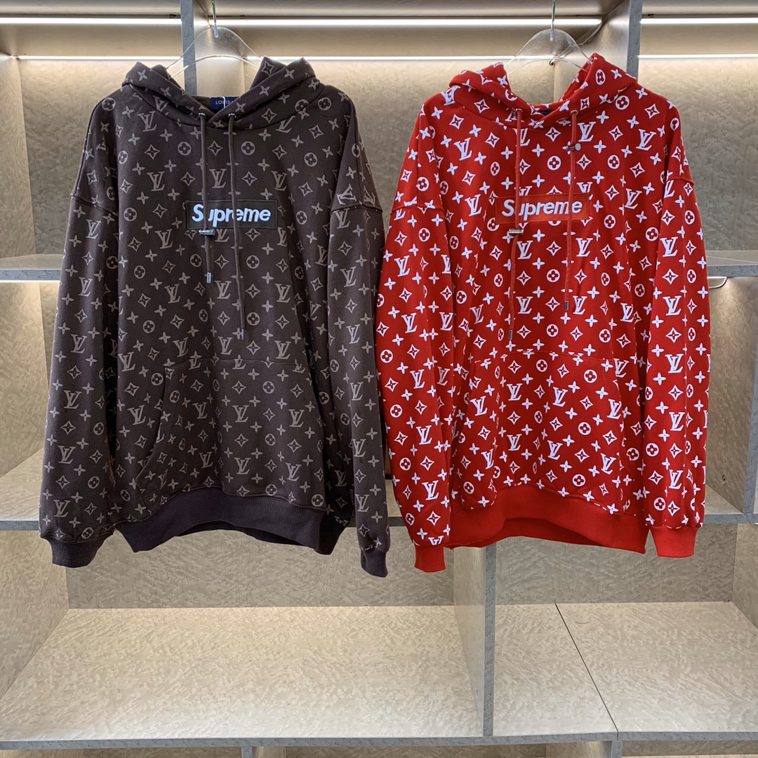  [SUPREME x LOUIS VUITTON] 슈프림 X 루이비통 박스 로고 모노그램 스웨트 셔츠 후드 티셔츠 (2 COLOR)