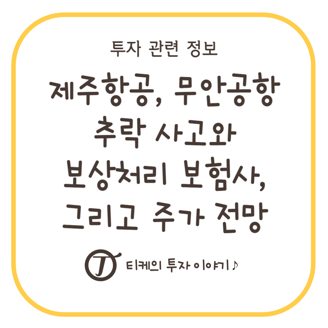 제주항공, 무안공항 추락 사고와 보상처리 보험사, 그리고 주가 전망